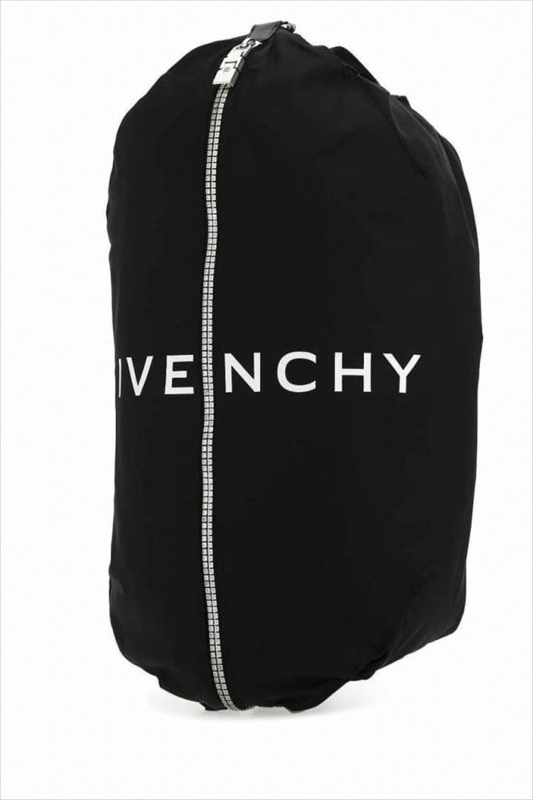 Rounded Black Backpack with Silver Zipper Detail
