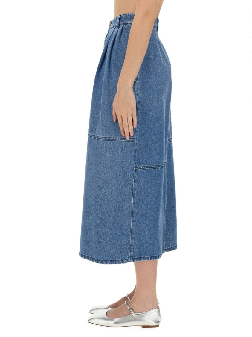 High-Waisted Midi Skirt With Front Slit
