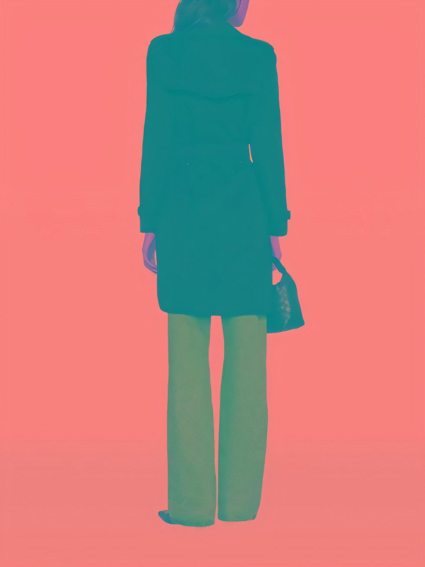 Double-Breasted Cotton Trench Coat with Belted Waist