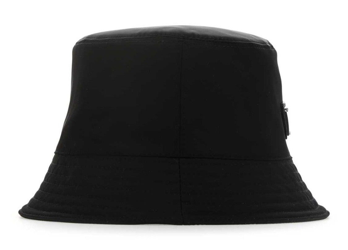 Smooth Nylon Bucket Hat with Triangular Logo Patch