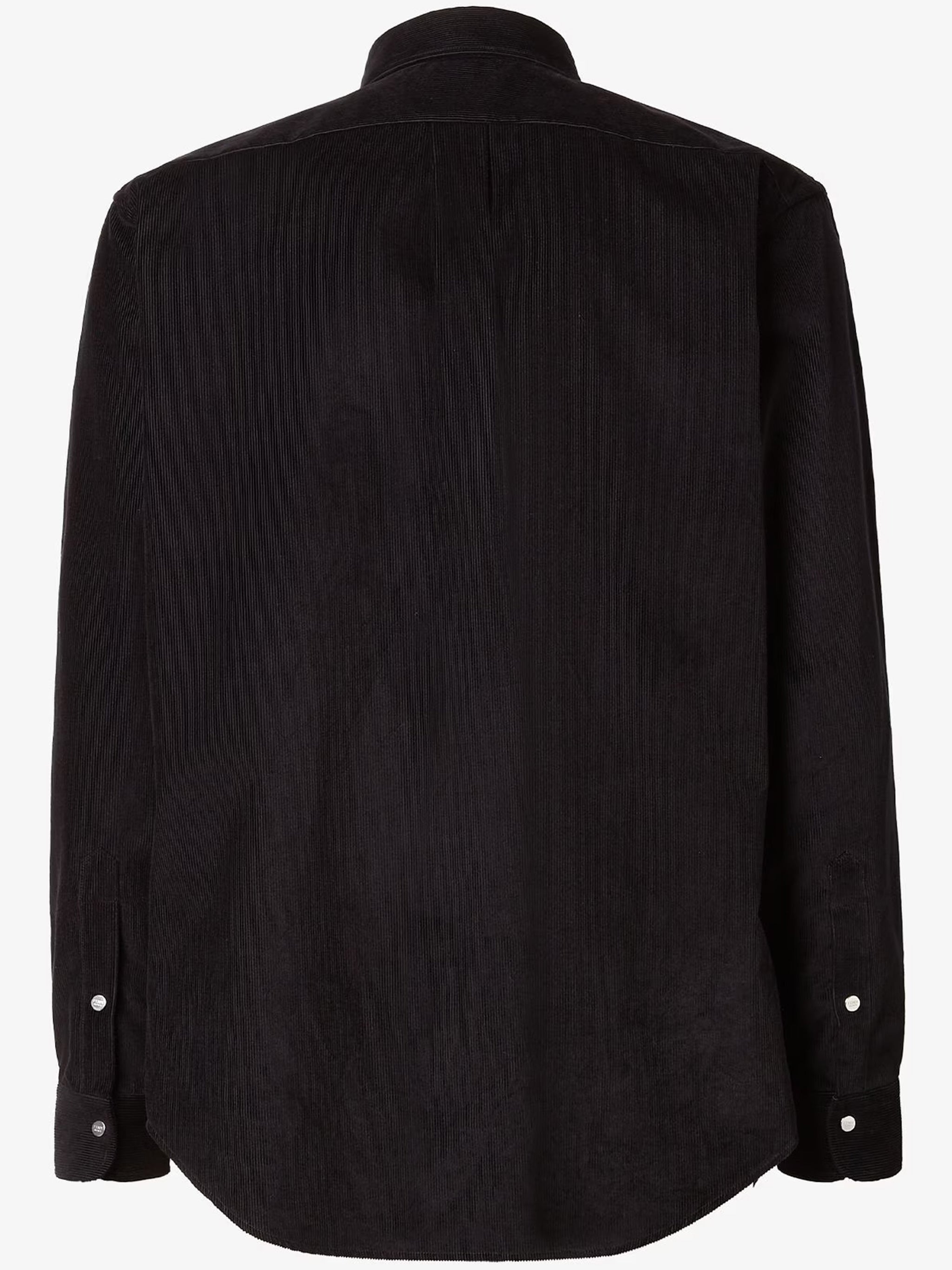 Black Corduroy Button-Down Chest Pocket Shirt