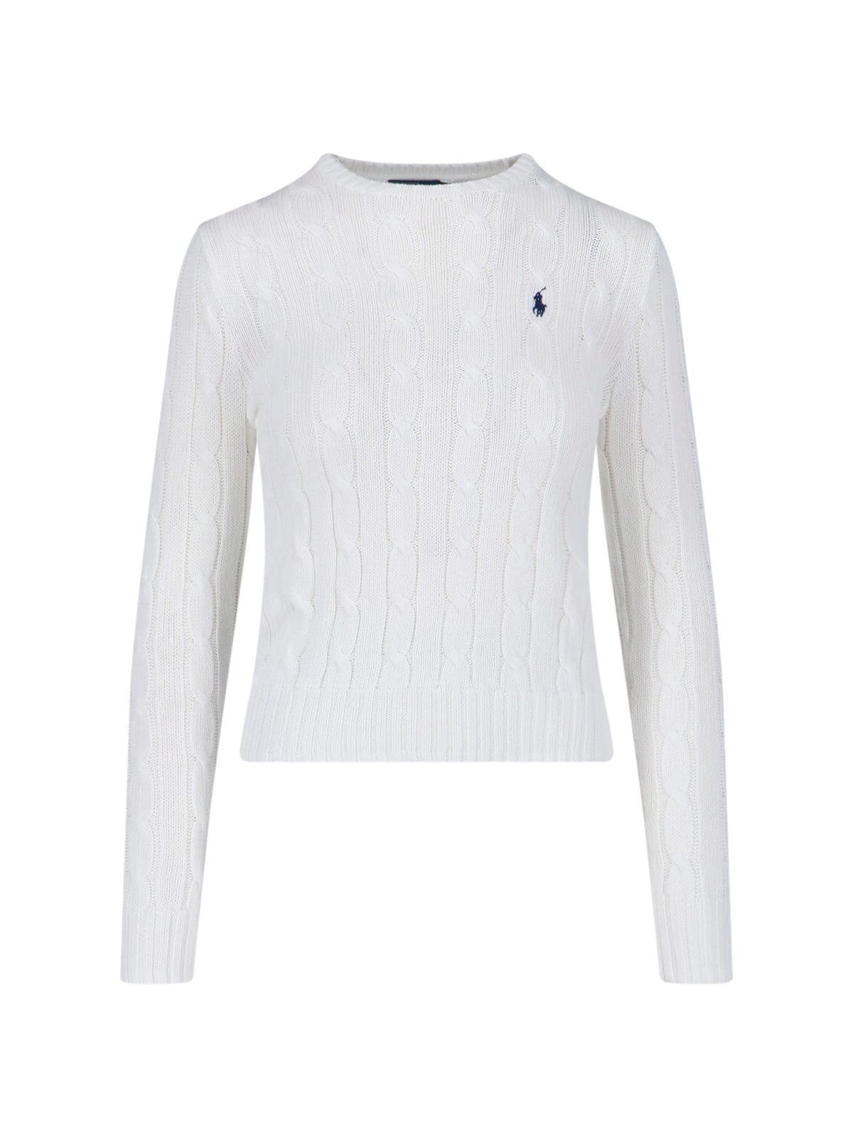Classic Cable Knit Sweater with Contrast Logo