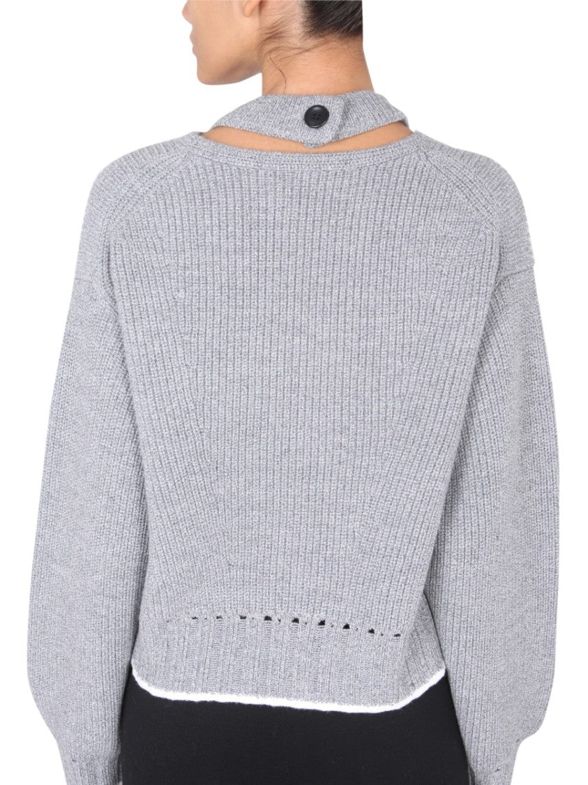 Turn-Neck Wool Jersey Sweater