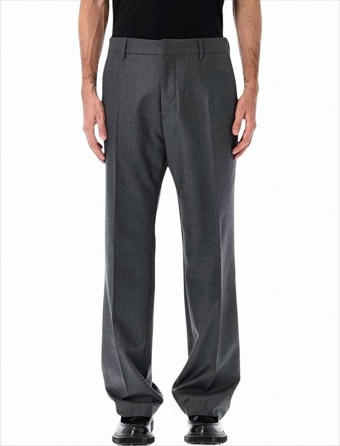Wide-Leg Wool Trousers with Minimalist Design