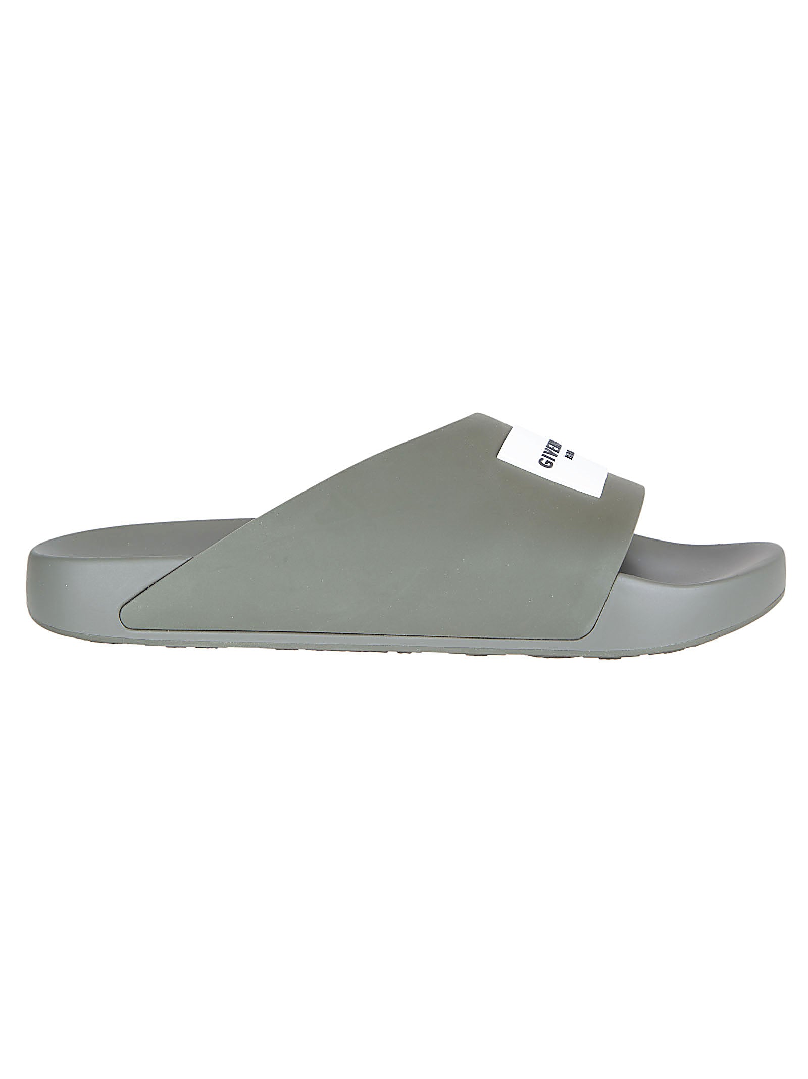 Asymmetrical Grey Rubber Slides with Givenchy Paris Logo