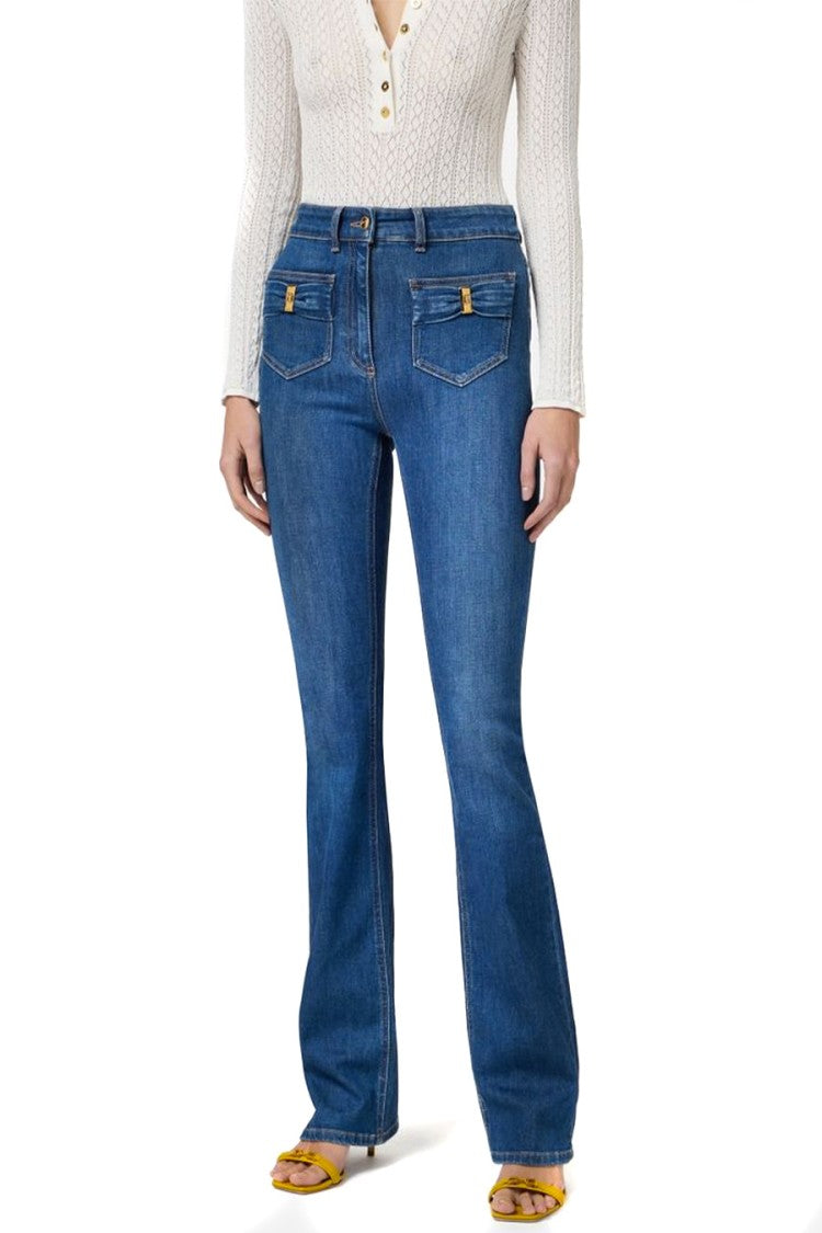 Flared High-Waisted Denim Jeans