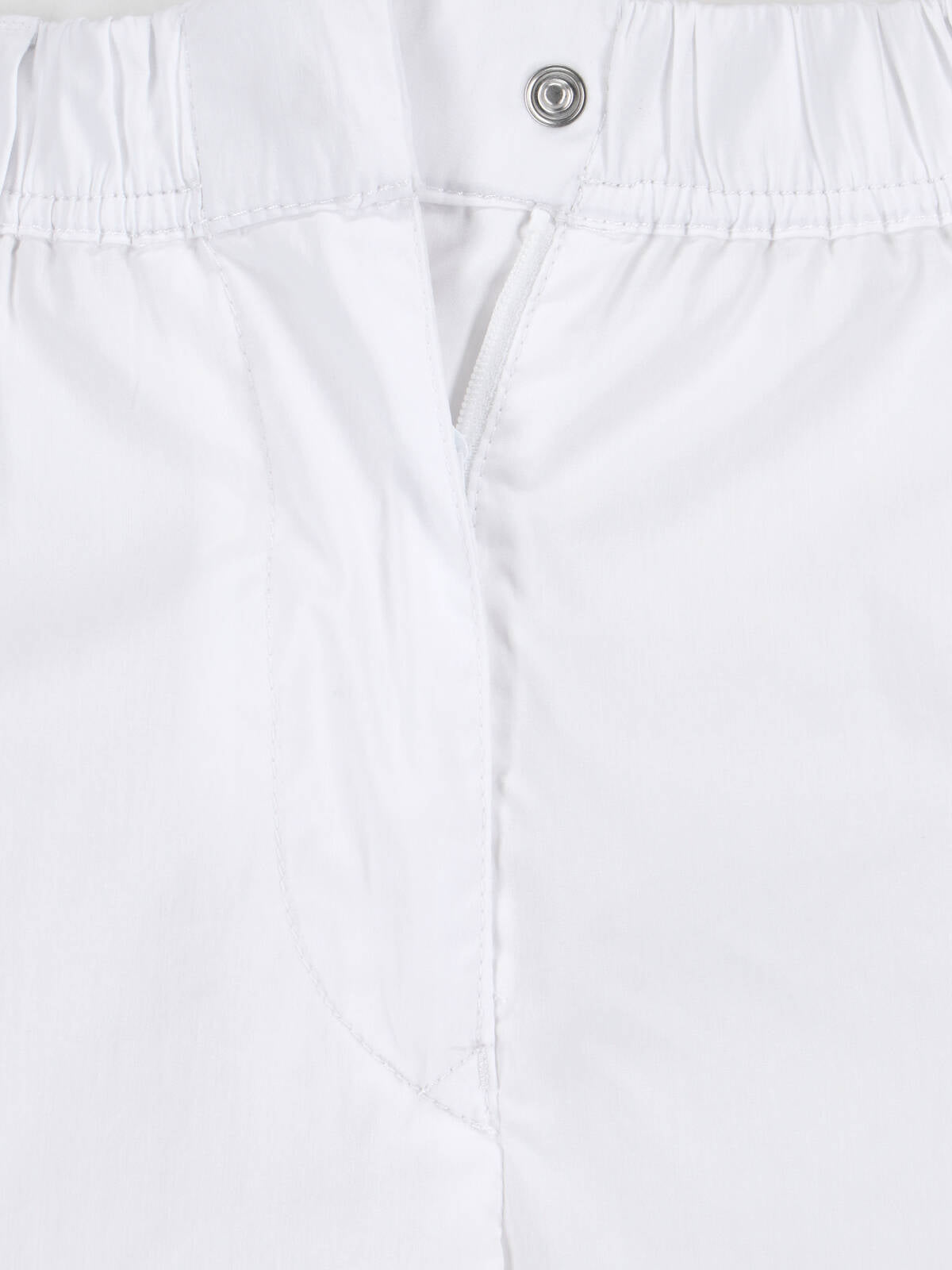 Wide Cotton Blend Trousers – White