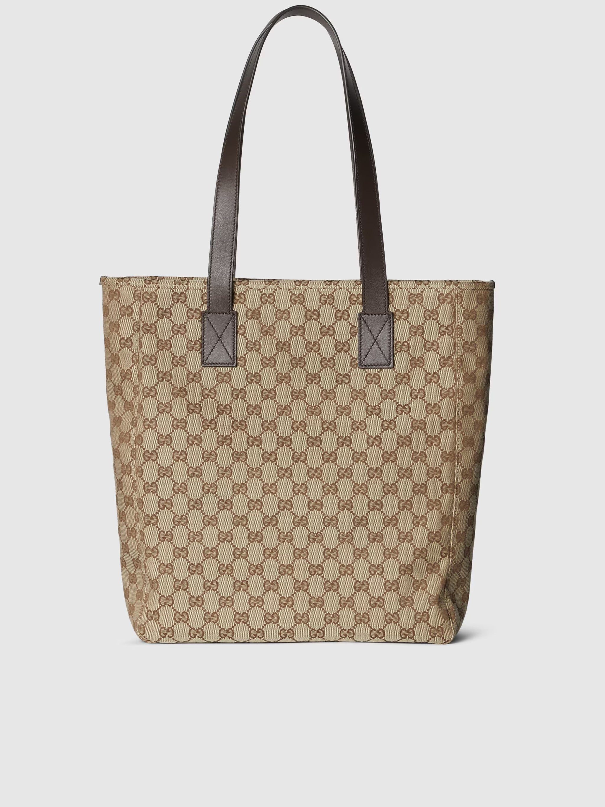 Beige Medium GG Canvas Web Tote