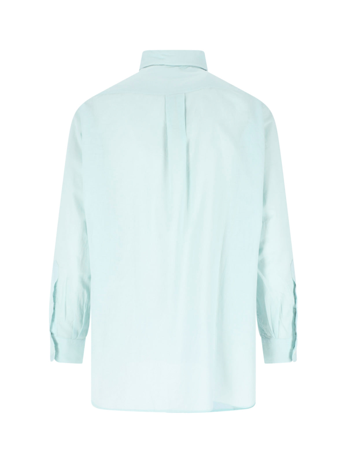 Green Long-Sleeved Classic Collar Cotton Shirt