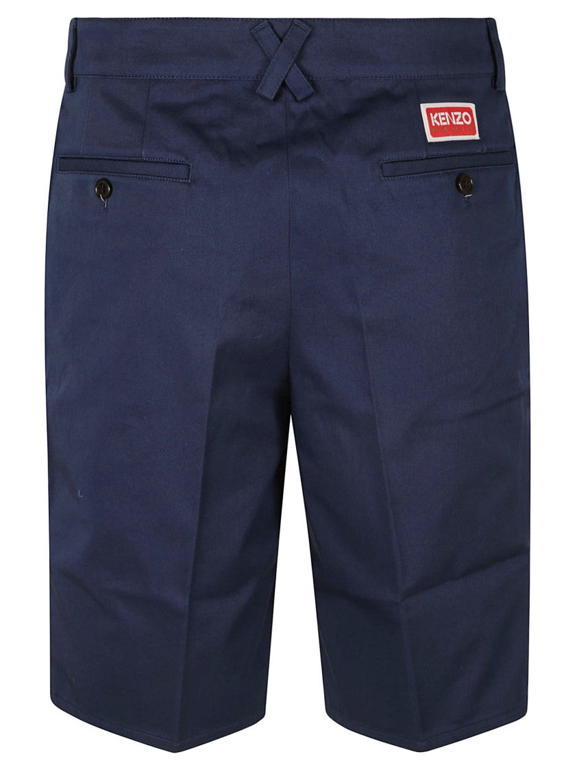 Tailored Blue Shorts With Button Closure