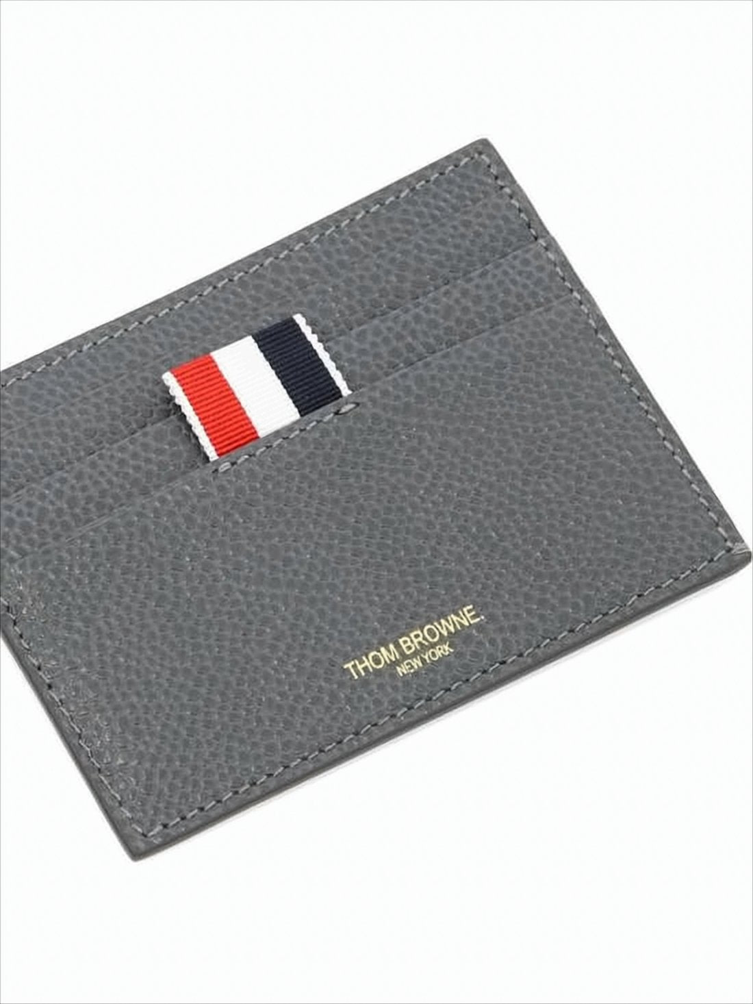 Textured Cowhide Leather Cardholder with Striped Tab