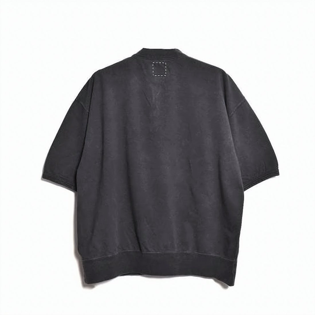 Boxy-Fit Black Half-Zip T-Shirt with Ribbed Accents