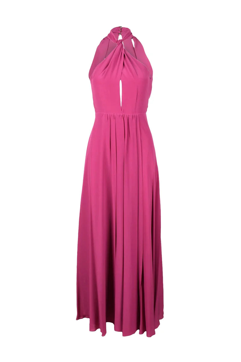 Long Silk Dress - Fuchsia