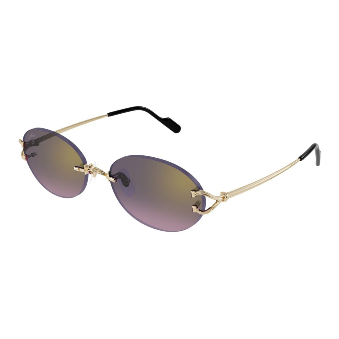 Rimless Sunglasses With Oval Lenses And Gold-Tone Temples