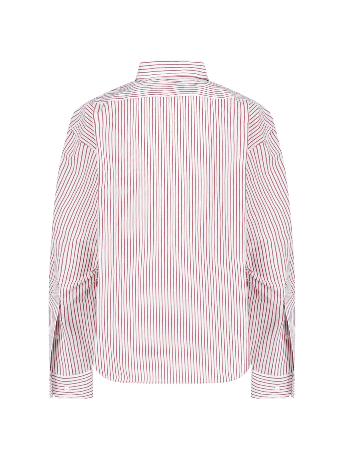 Red/White Striped Lace Overlay Shirt