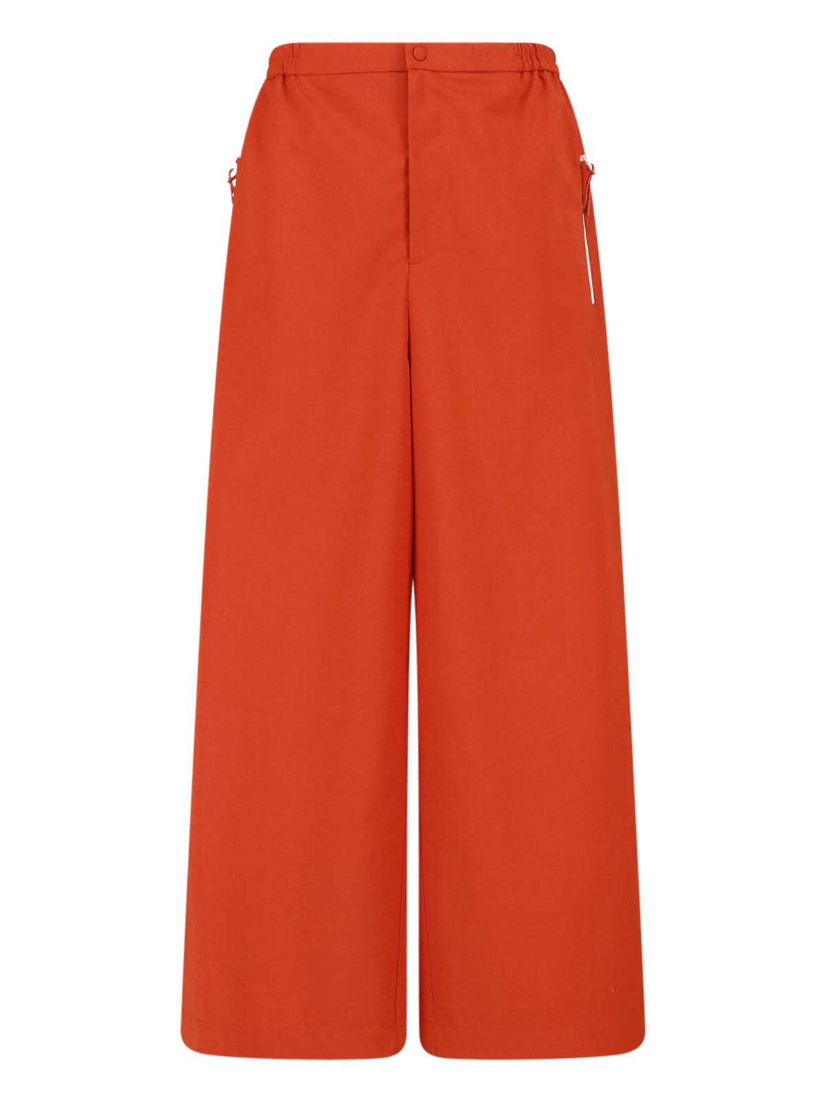 Orange Wide-Leg Taffeta Elastic Trousers
