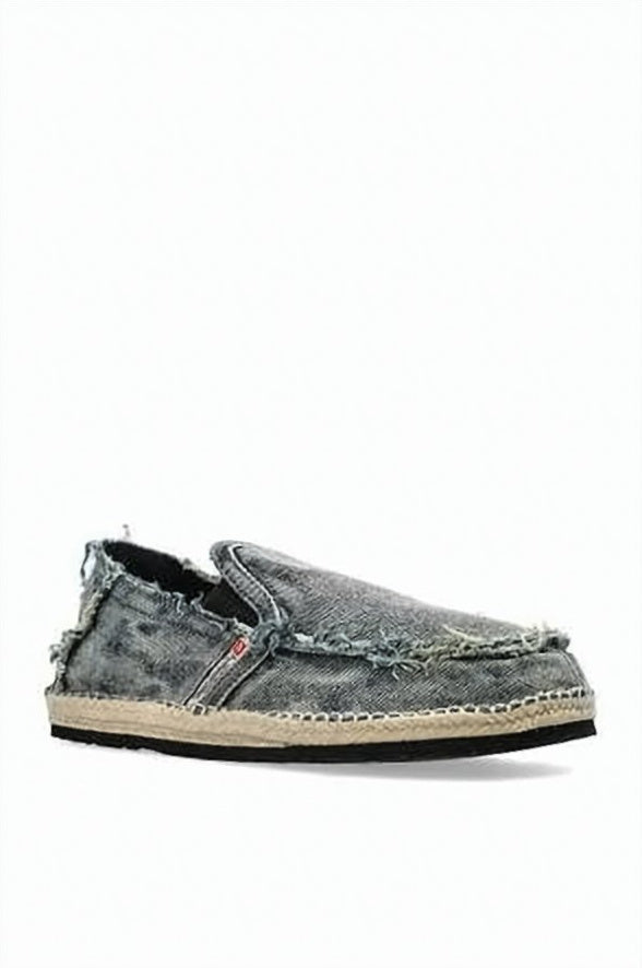 Distressed Denim Slip-On Sneakers