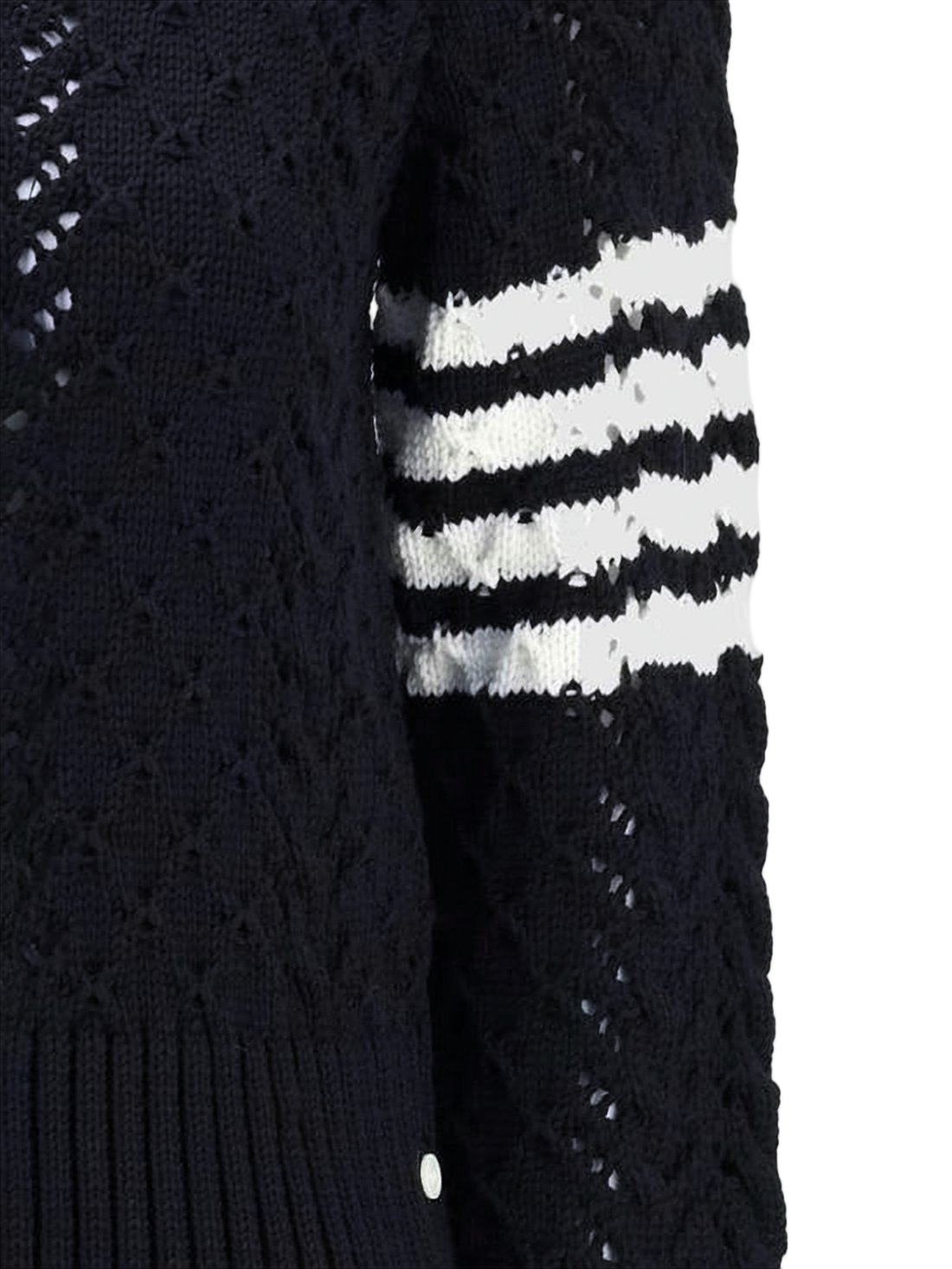 Fitted Black Wool Sweater With Openwork Design