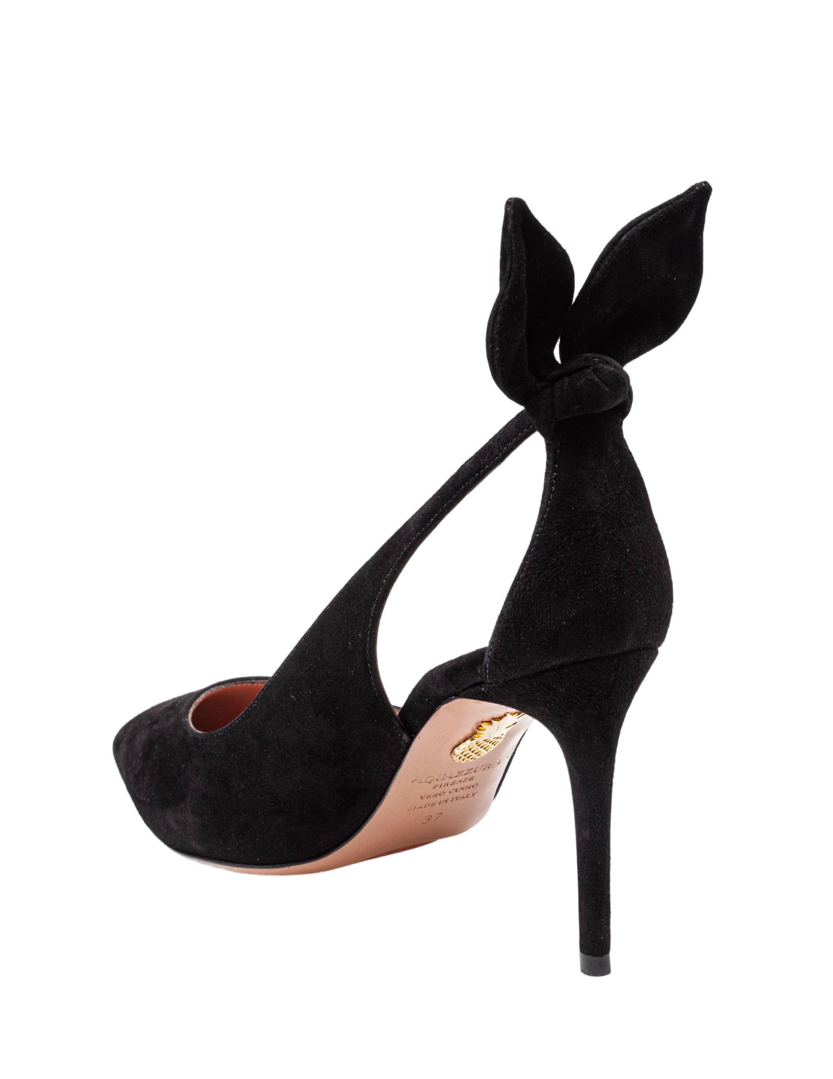 Black Suede Bow Tie 85 Pump