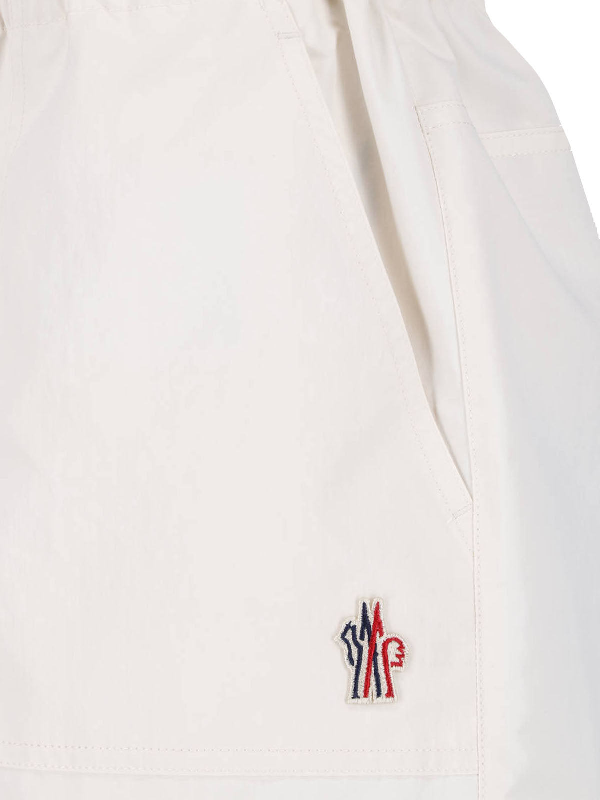 Cream Drawstring Straight Leg Fabric Shorts