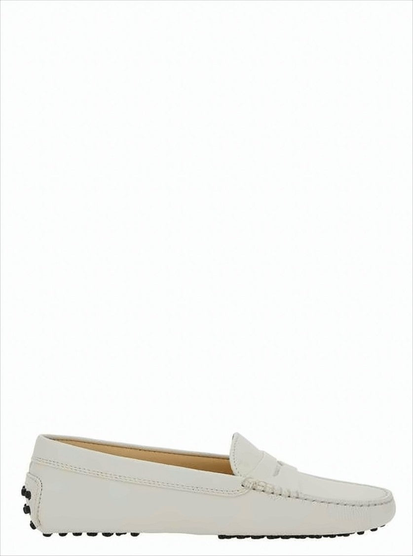 Minimalist White Leather Loafer with Penny Strap Detail