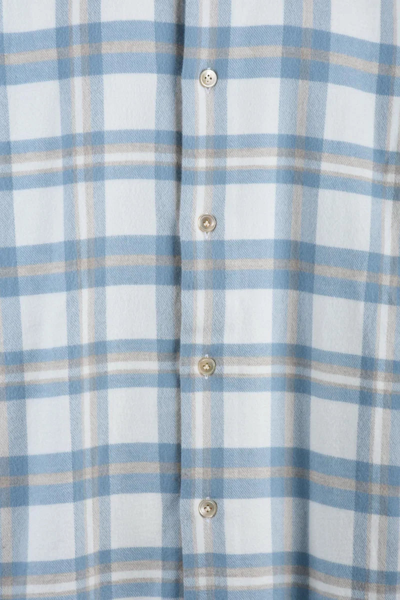 Cotton Stripe Shirt - White/Light Blue