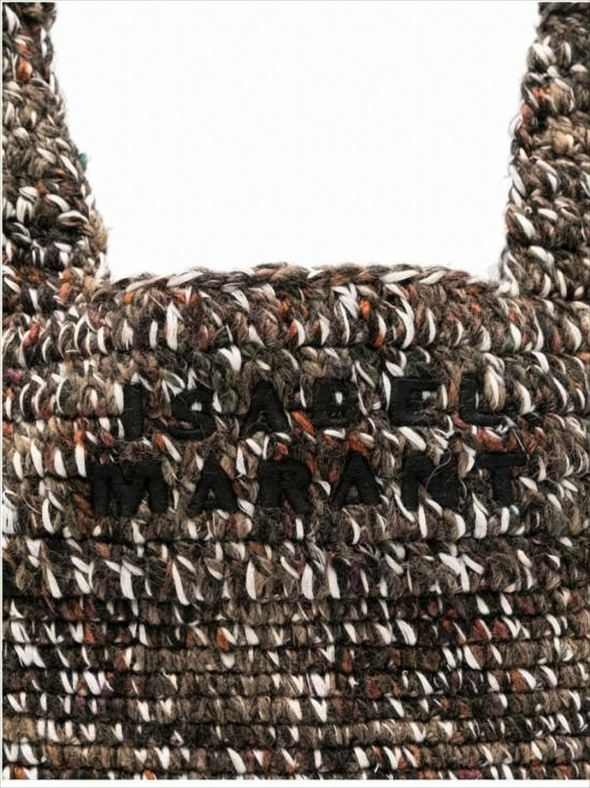 Textured Knit Shoulder Bag with Embossed Logo Detail