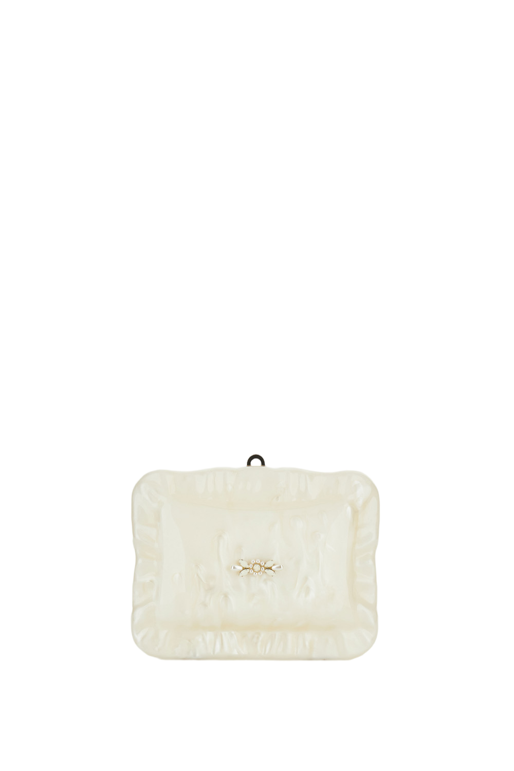 Pearl-Embellished Pillow-Shaped Shoulder Bag