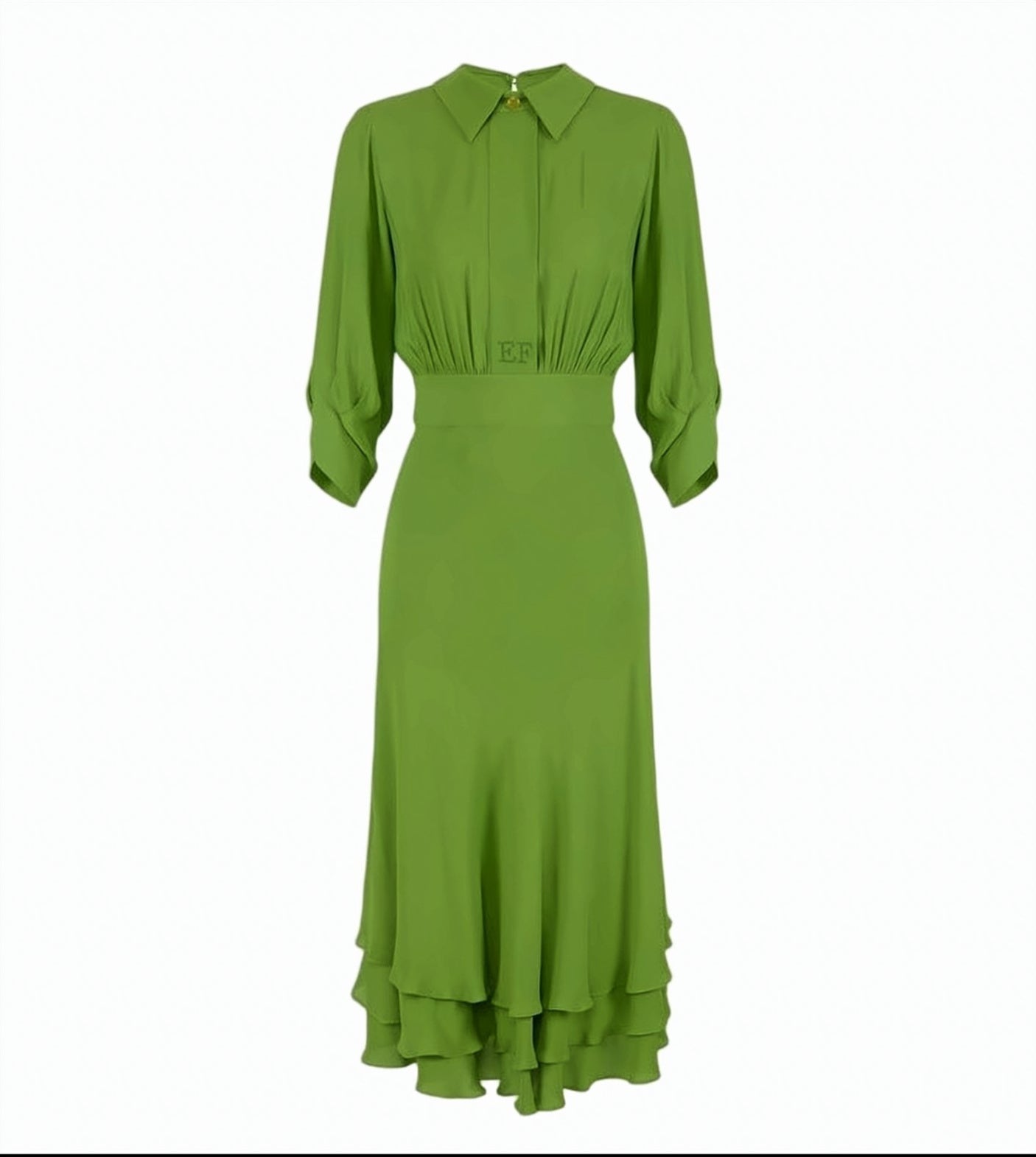Viscose Georgette Ruffled Midi Dress