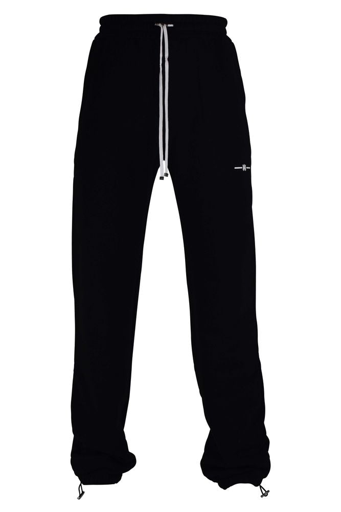 Black Cotton Jogging Pants With Signature Prints