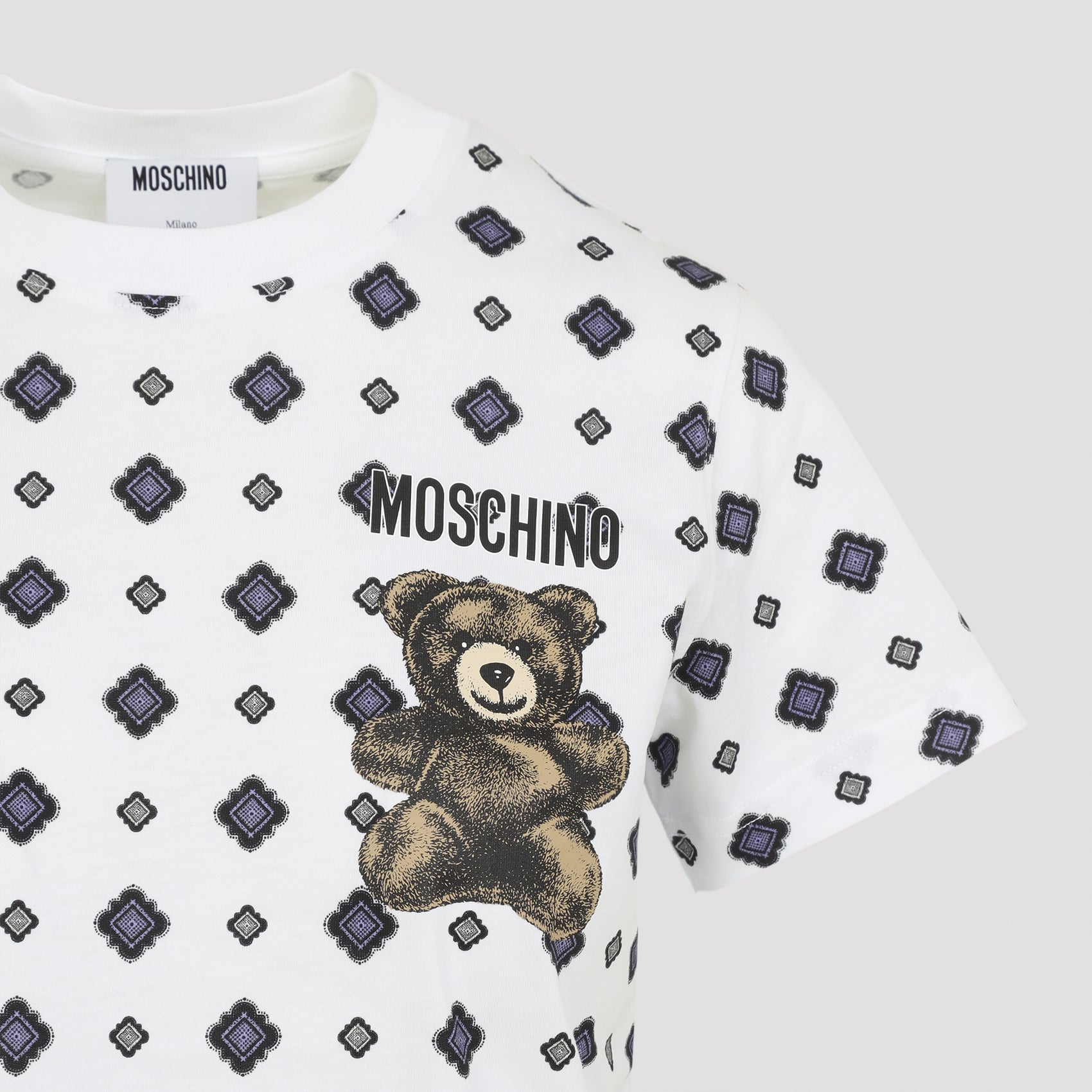 Graphic Cotton T-Shirt With Teddy Bear Motif