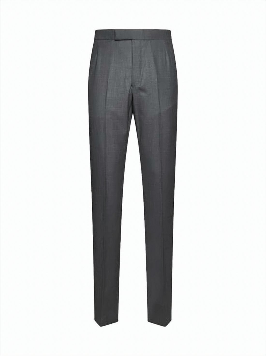 Tailored Grey Wool Straight Pants with Refined Fit