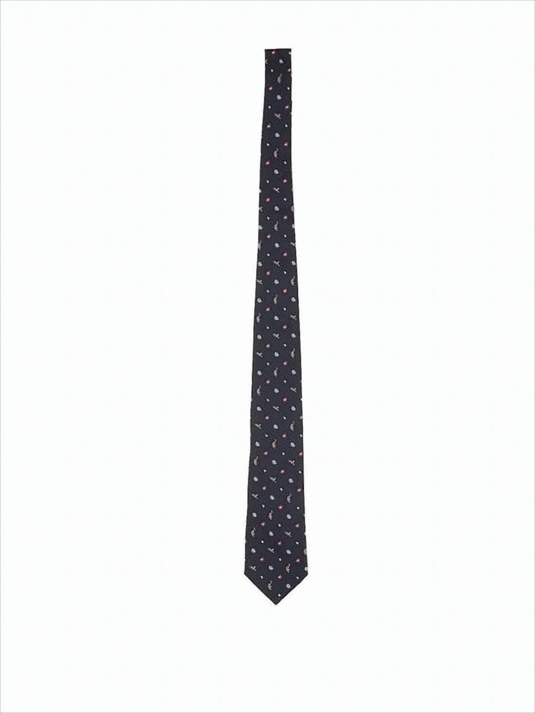 Slim Silk Necktie With Colorful Motifs