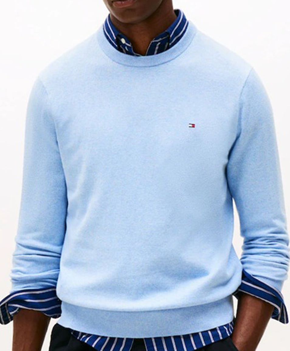 Ribbed Crew Neck Sweater in Pure Lambswool