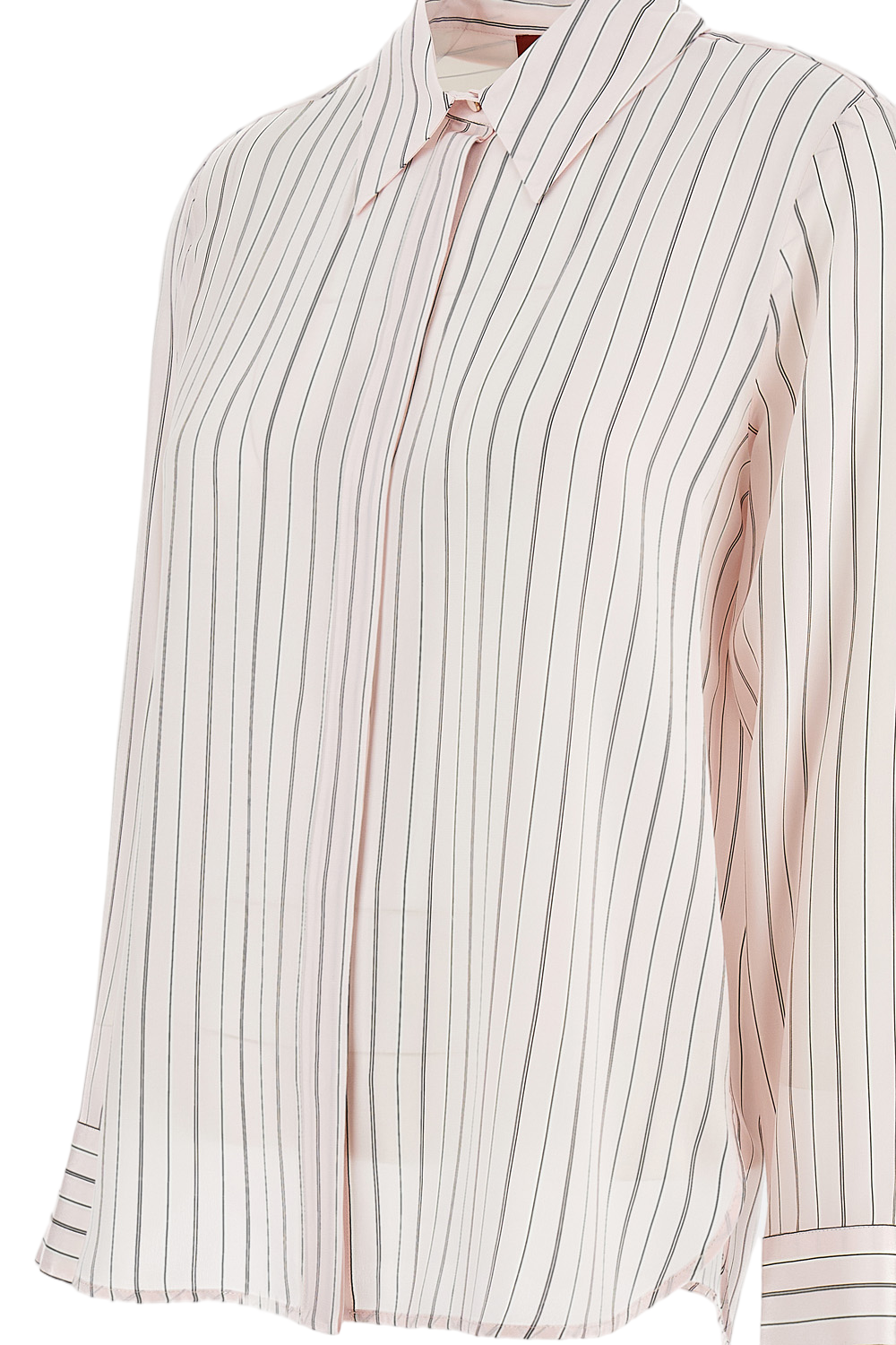 Pinstripe Silk Shirt with Concealed Placket