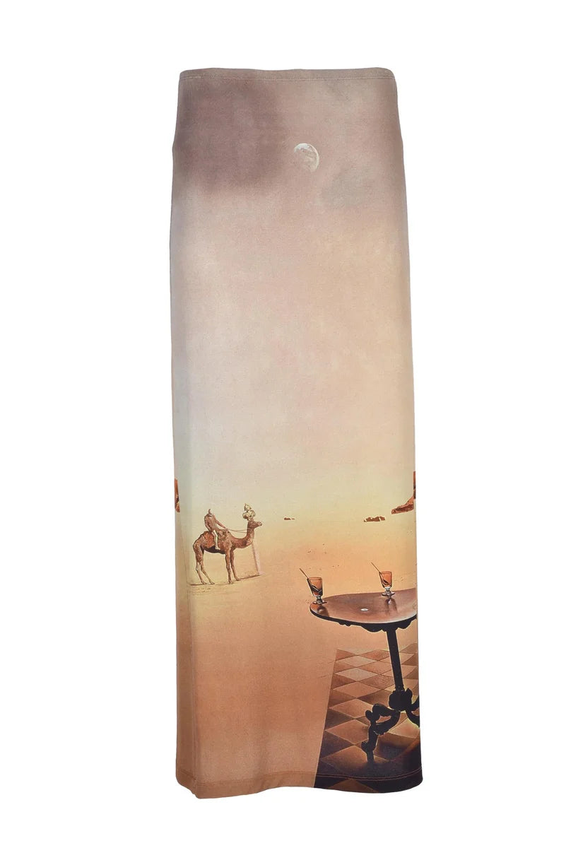 Long Jersey Skirt Beige -