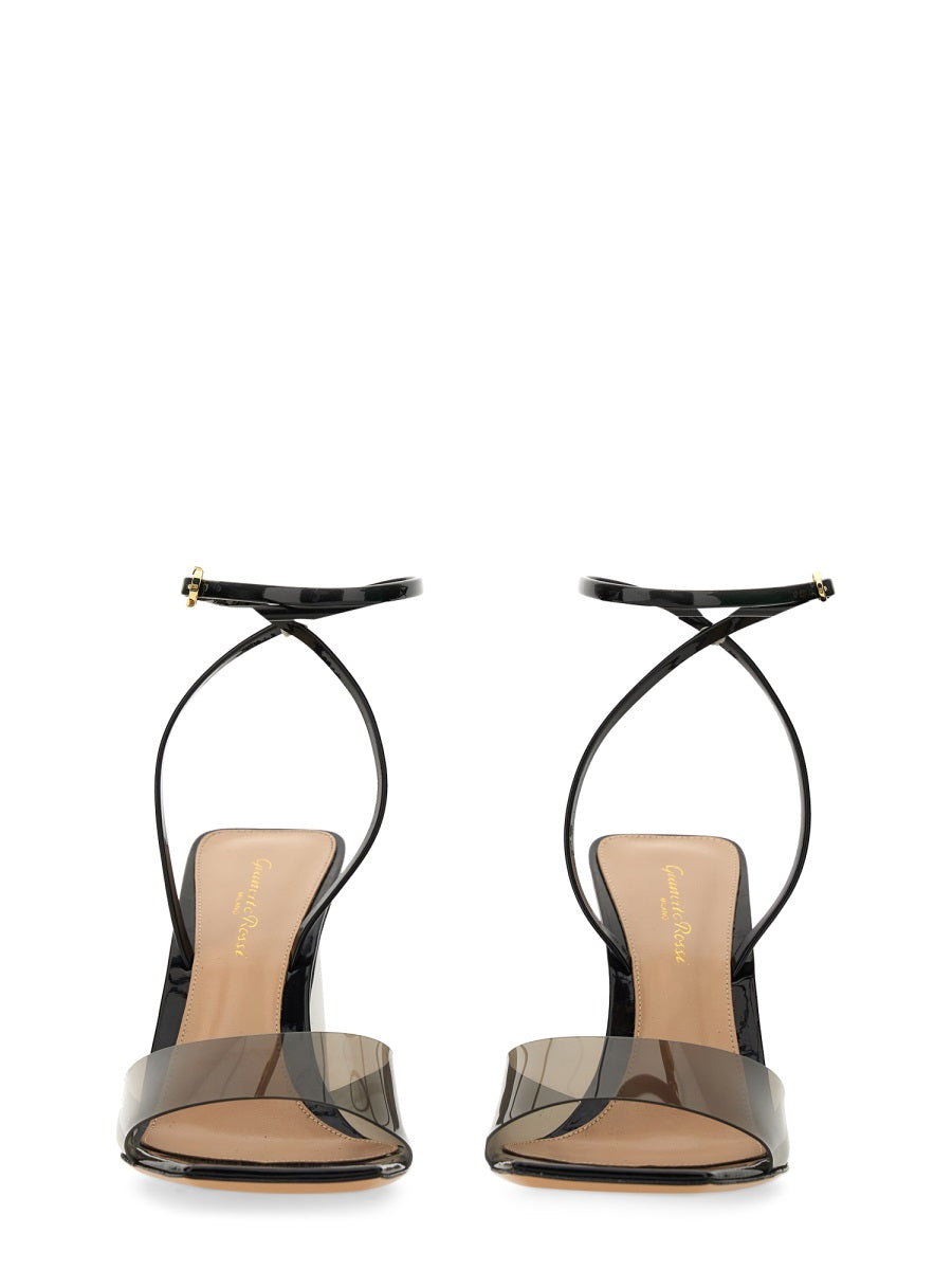 Contemporary Black Sandal with Squared Heel