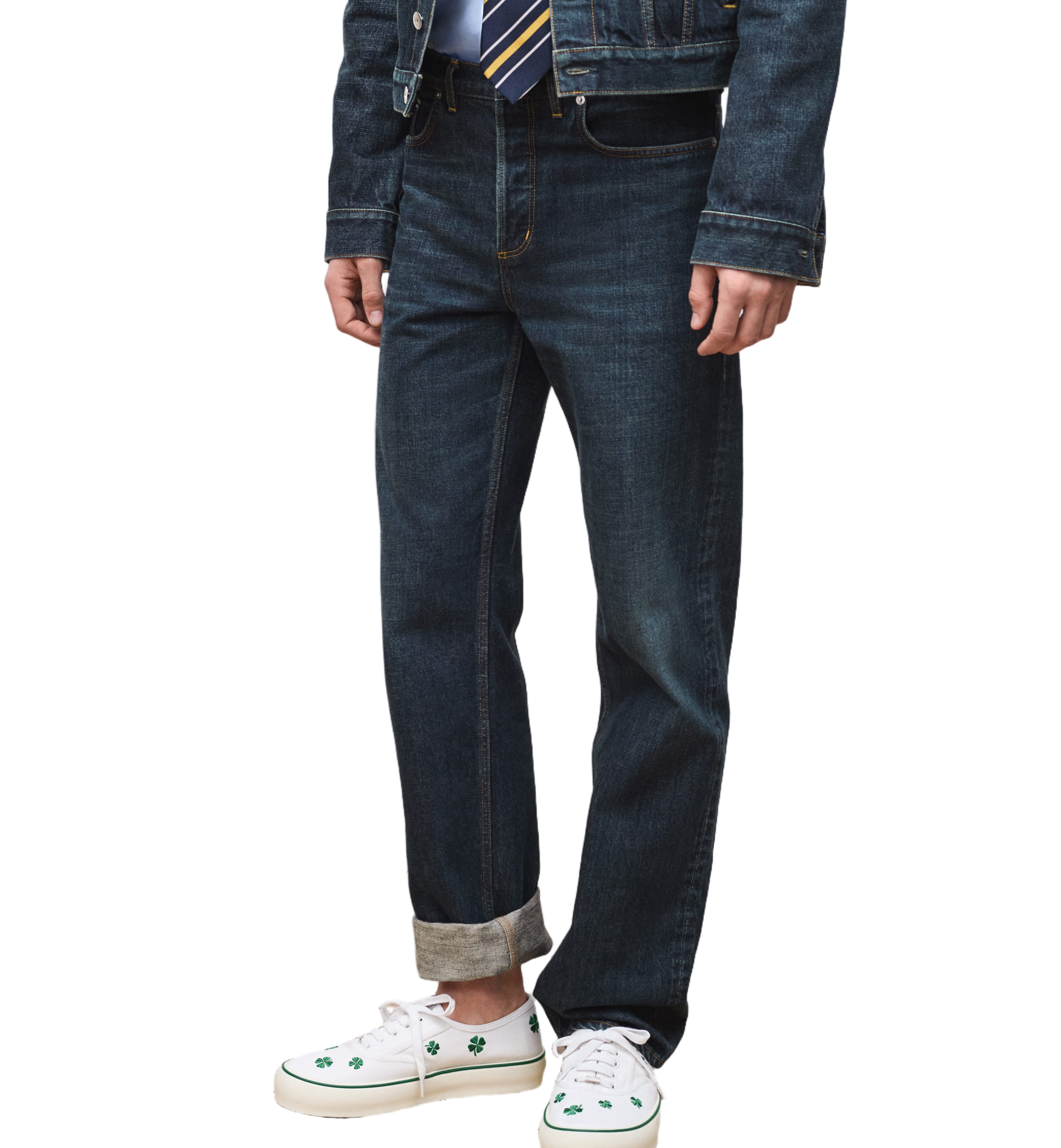 Straight-Leg Dark Indigo Denim Jeans