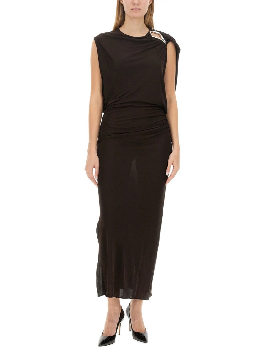 Draped Evening Dress With Unique Shoulder Detail