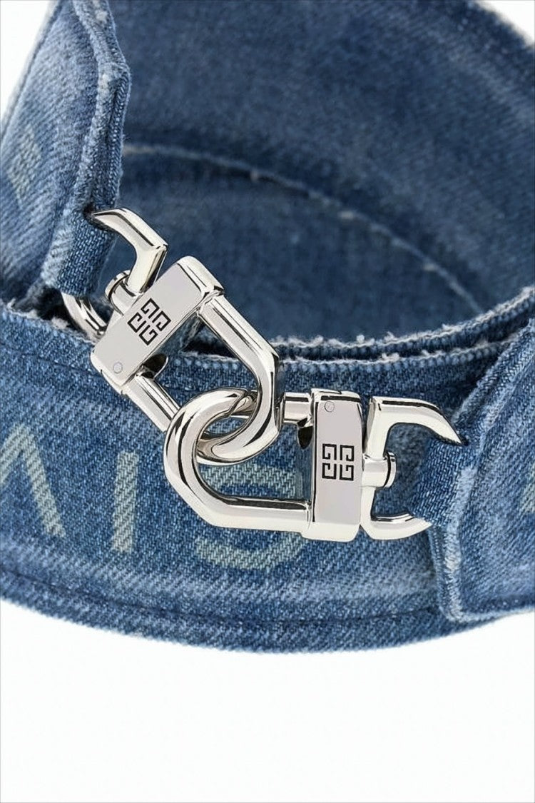 Denim Bag Strap with Silver-tone Hardware and Subtle Branding