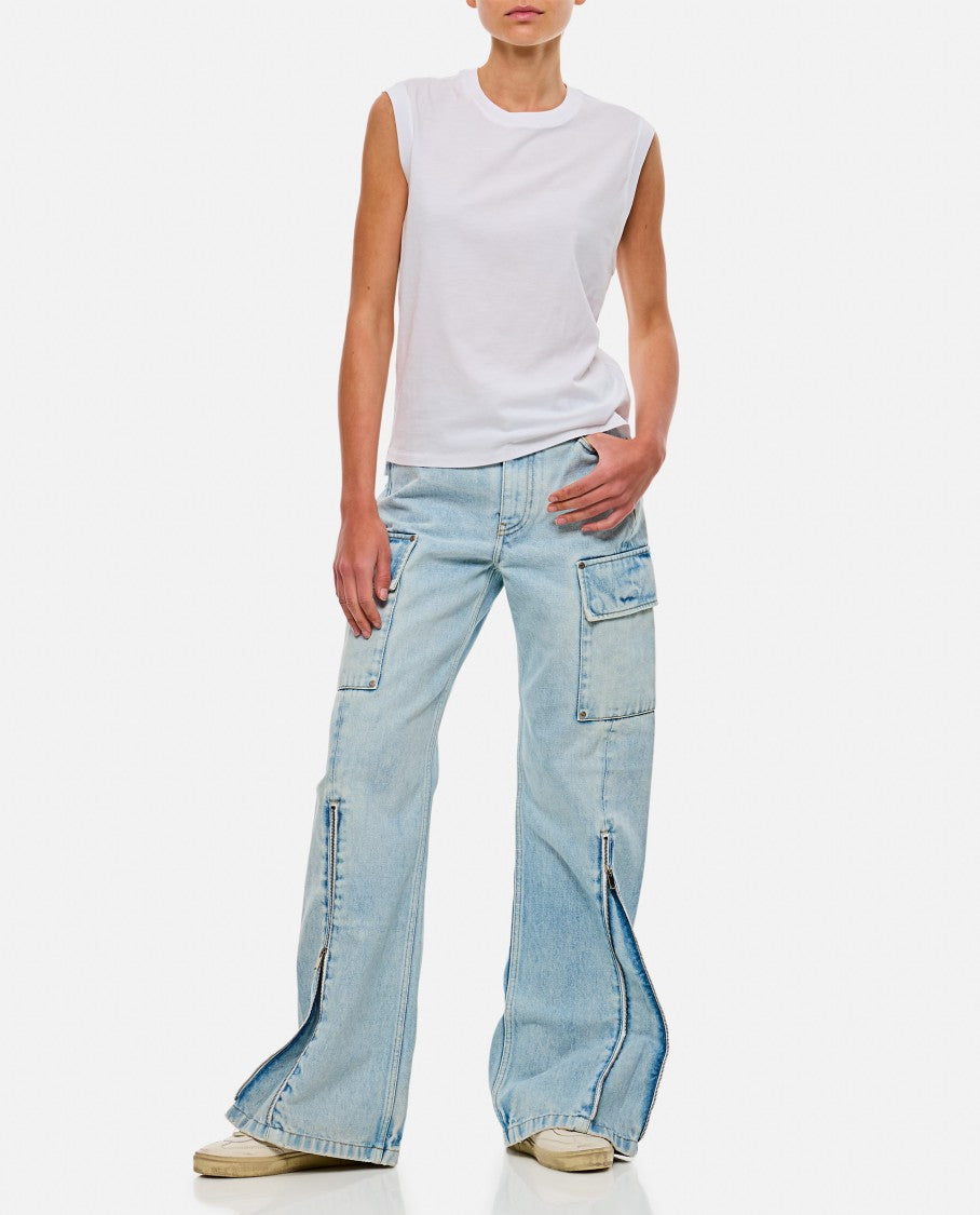 Front Zip Cargo Denim