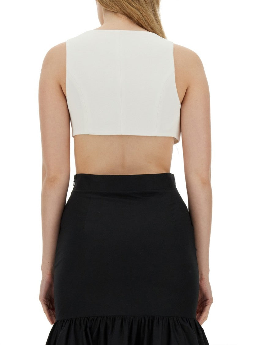 Cropped Vest With Floral Embellishment