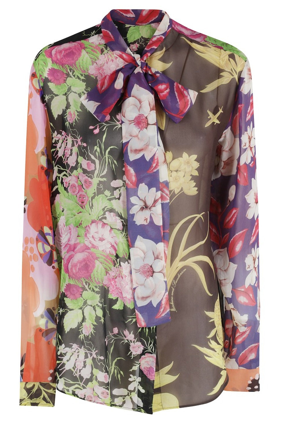 Multicolor Floral Pattern Silk Blouse