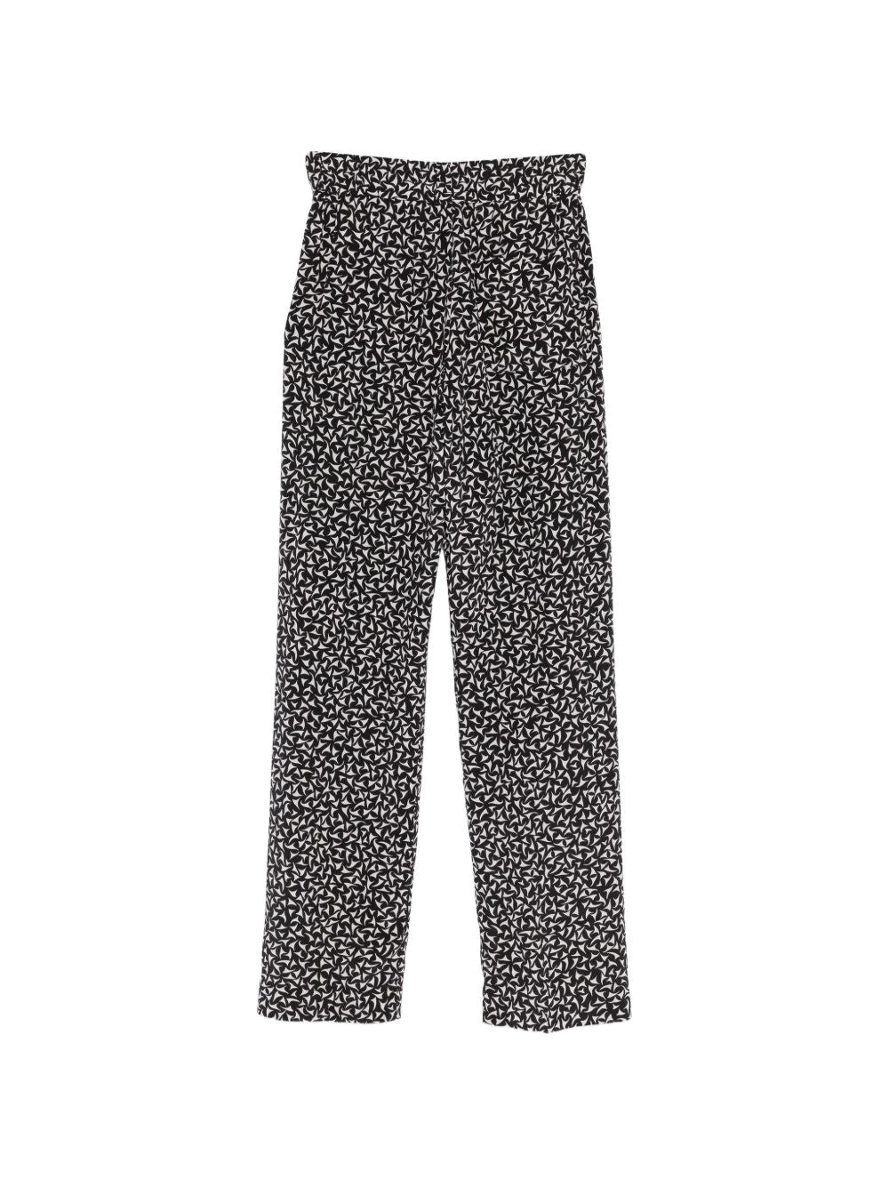 Black Print Elasticated Waistband Trousers