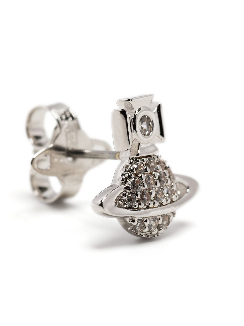 Crystal-Embellished Silver-Tone Stud Earrings