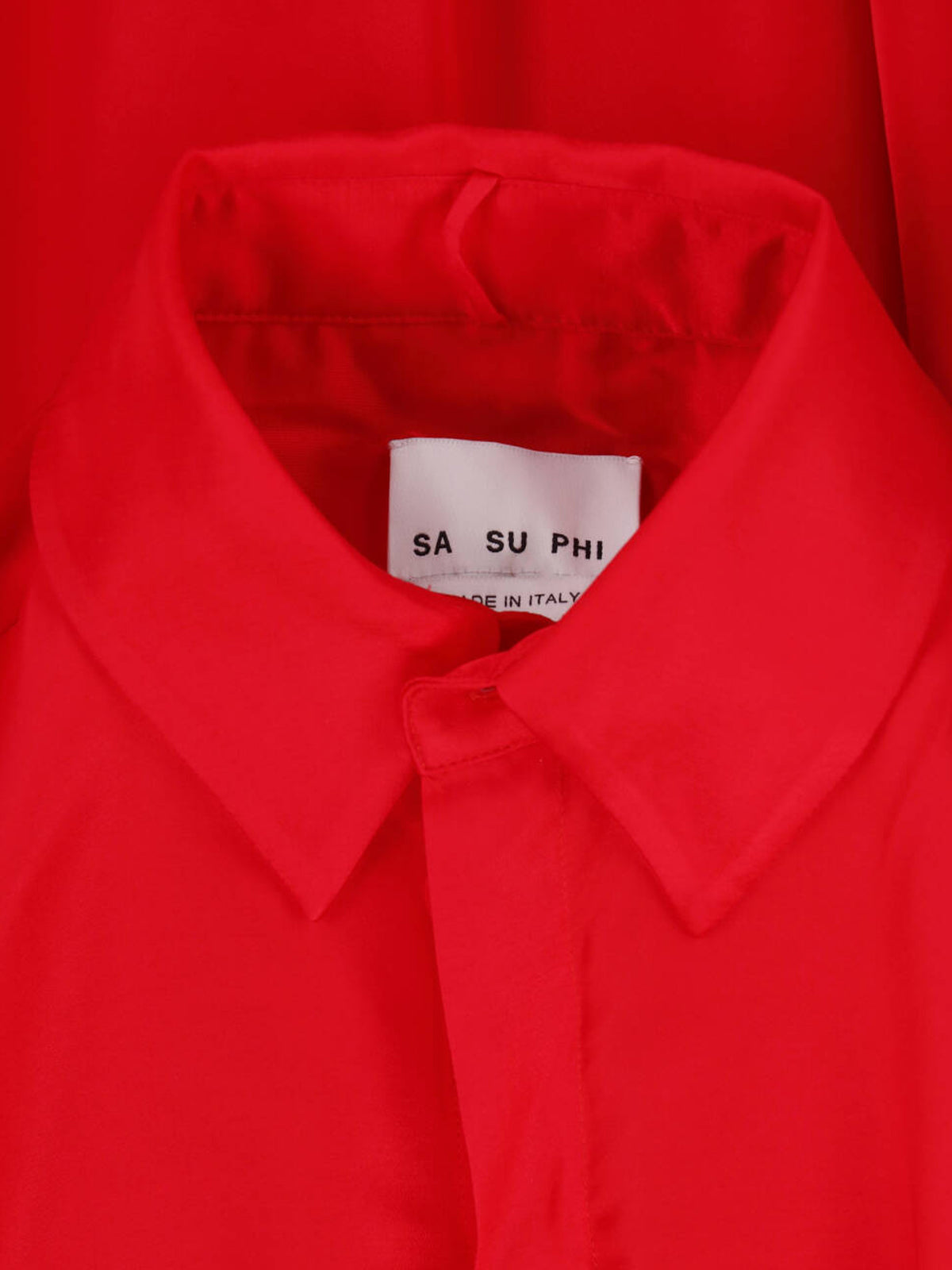 Red Voluminous Sleeve Scarf Detail Blouse