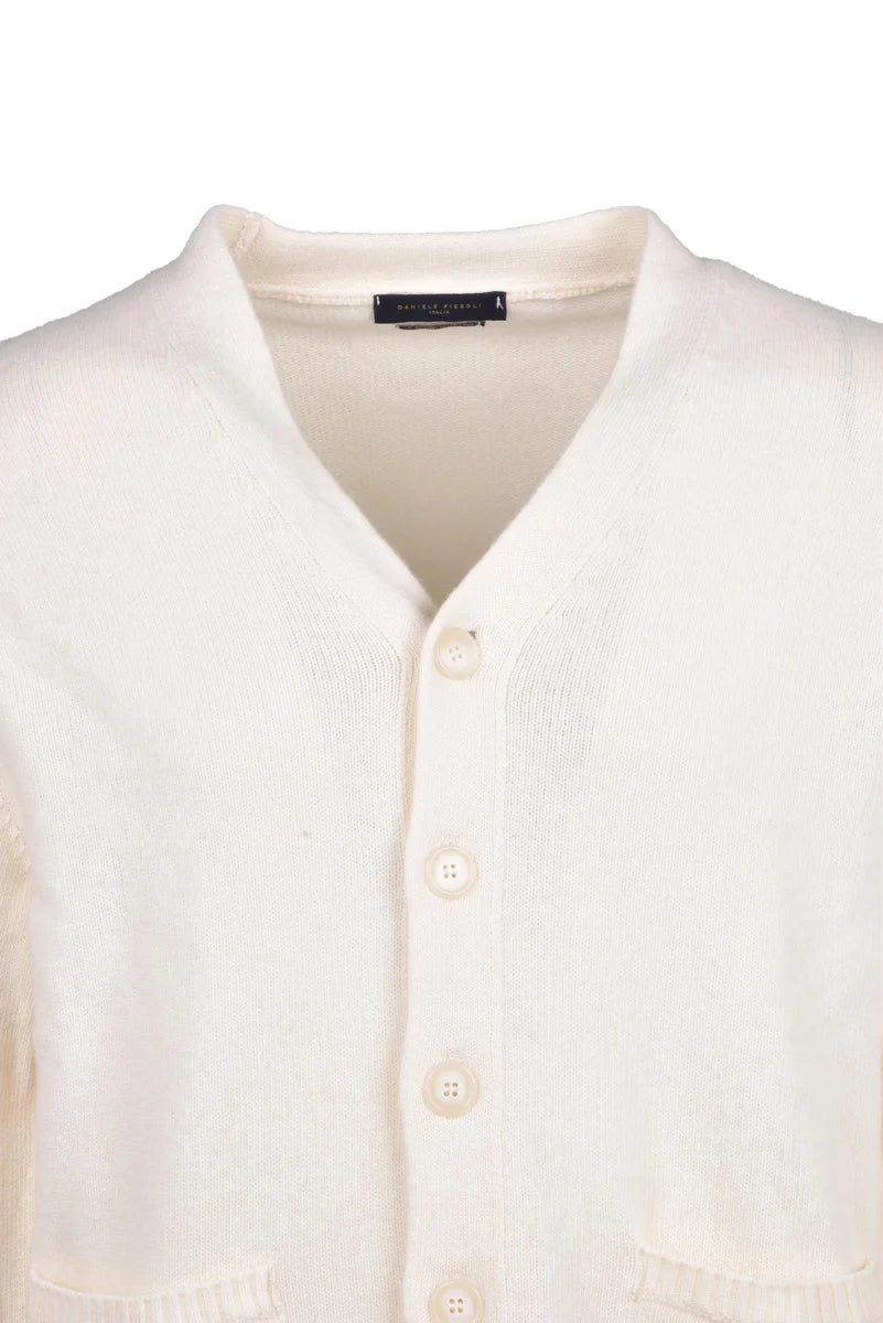 Button-Front Cardigan in Soft Wool