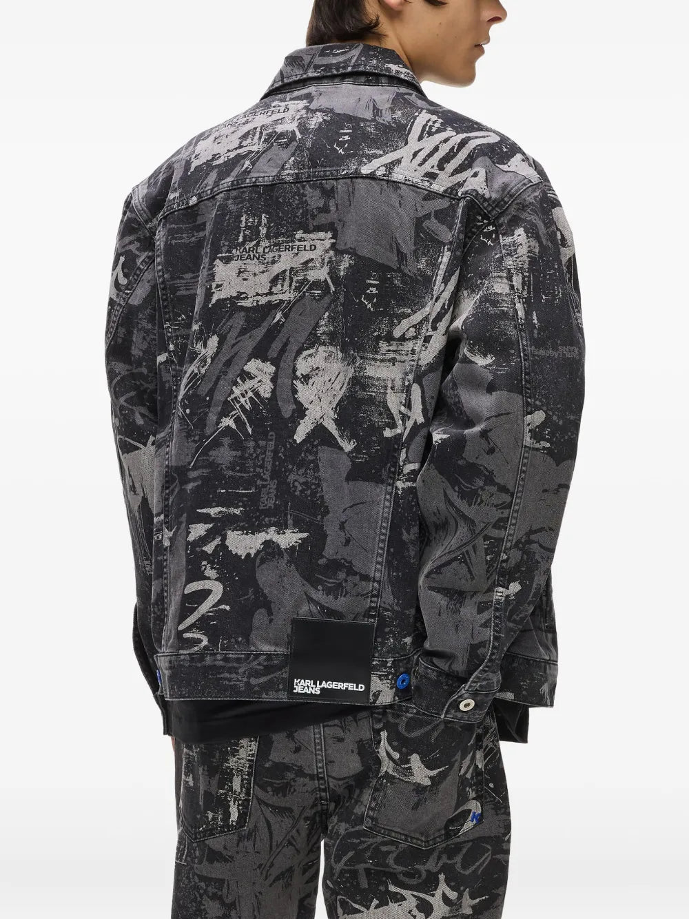 Classic Denim Jacket with Abstract Graffiti Print