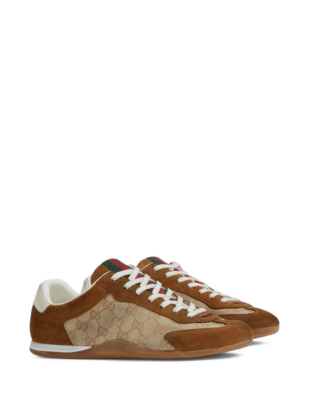 Monogram-Patterned Suede And Fabric Flat Shoes