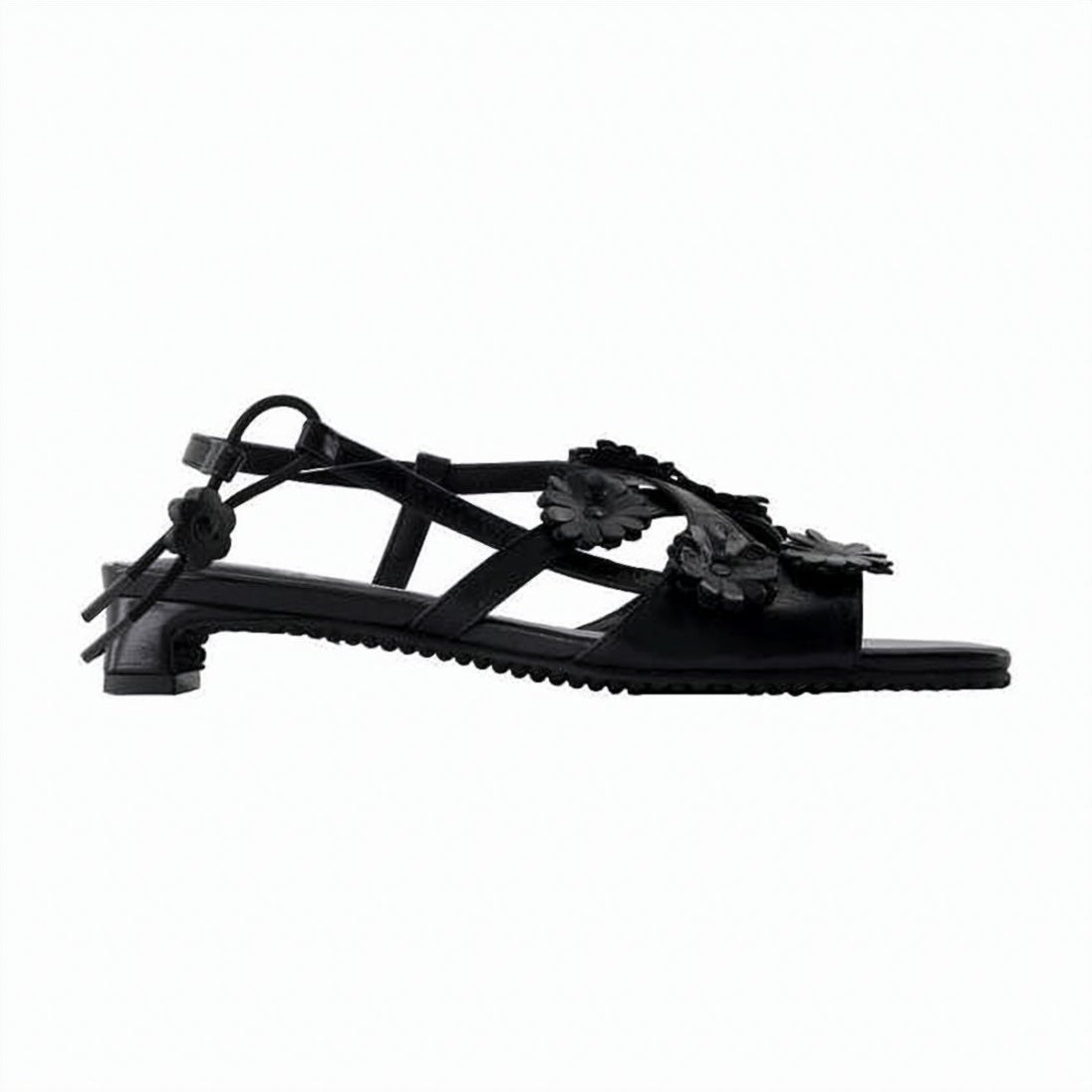 Low Heel Sandal with Floral Appliqués
